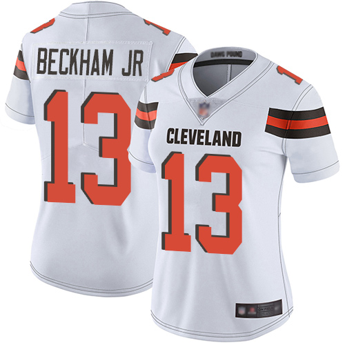 Cleveland Browns Odell Beckham Jr Women White Limited Jersey #13 NFL Football Road Vapor Untouchable